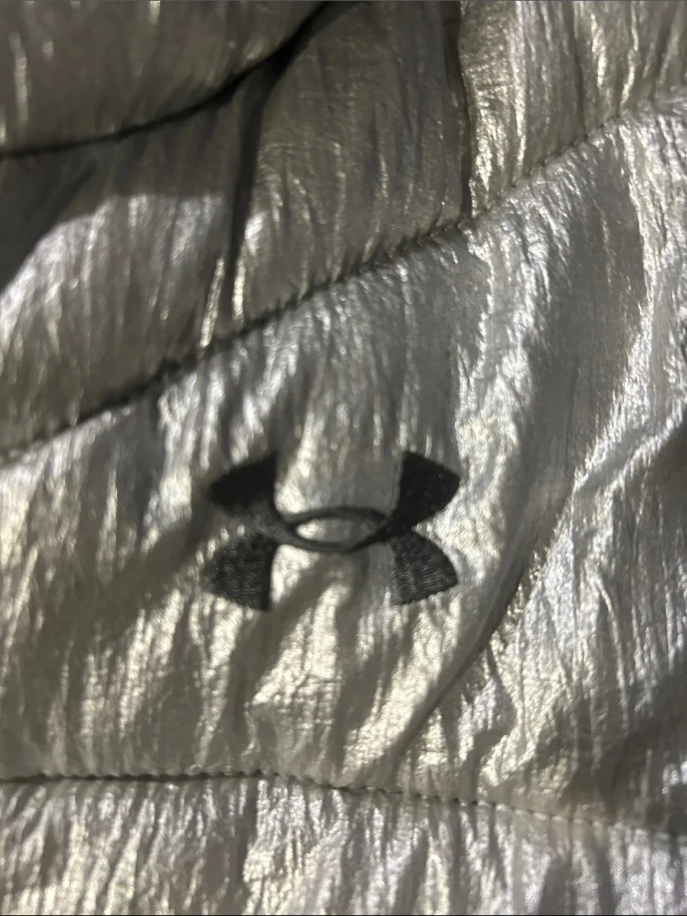 Under Armour girls youth small Metallic Silver Puffer Coat with Hood